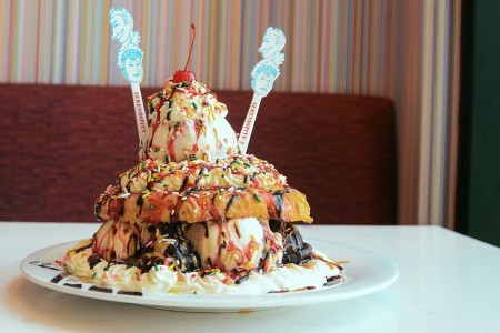 Peanut Butter & Jelly Glazed Donut Ice Cream Sundae at Serendipity 3